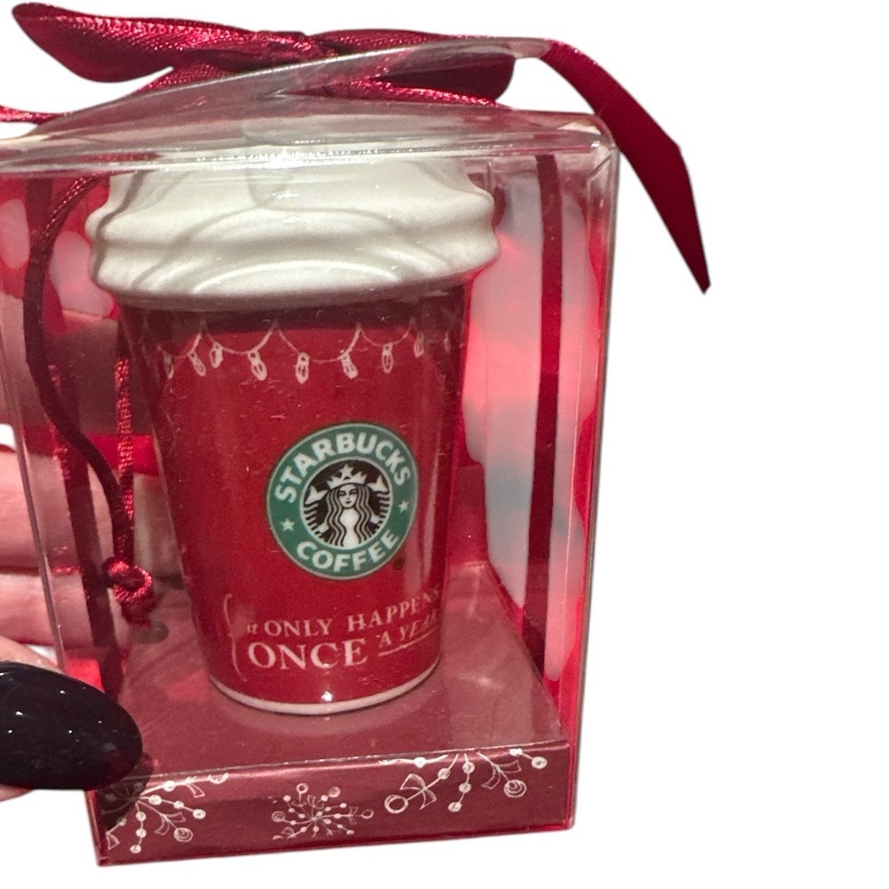 Starbucks 2005 Red To-Go Cup Mug Ceramic Ornament - Picture 2 of 2